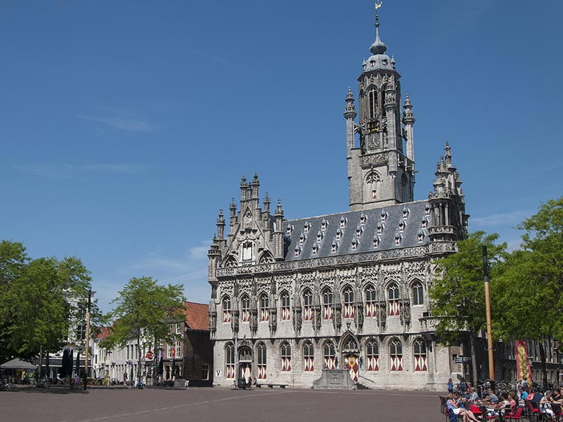 The gothic town hall in Vleeshal markt, Middleburg